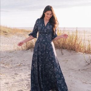 NWT GMG blue floral maxi dress
